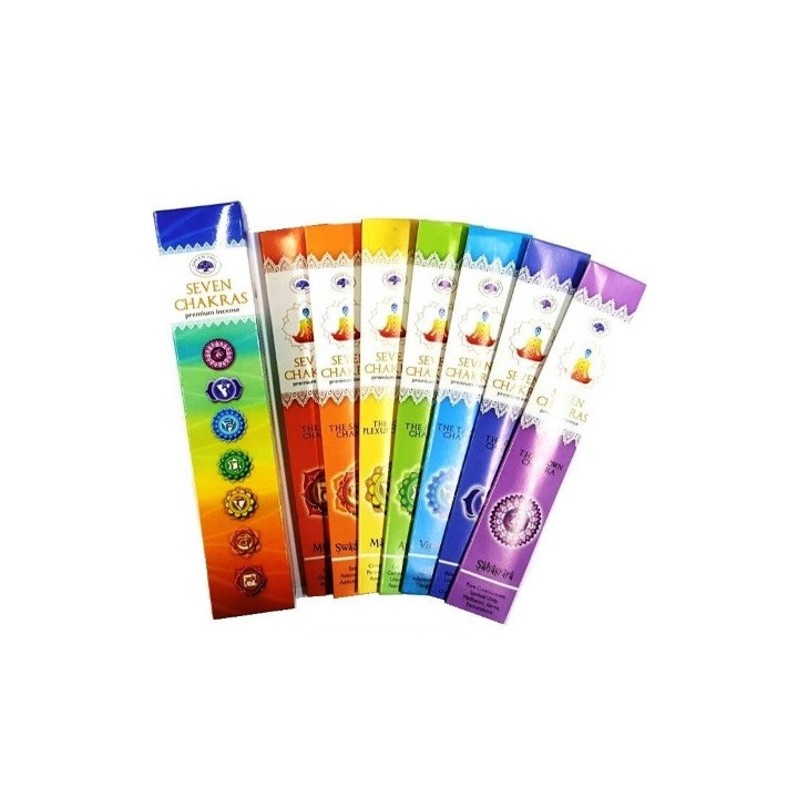 {
  "product_name": "7 Chakra Incense Set (Set of 7 boxes with 5 sticks each)"
}