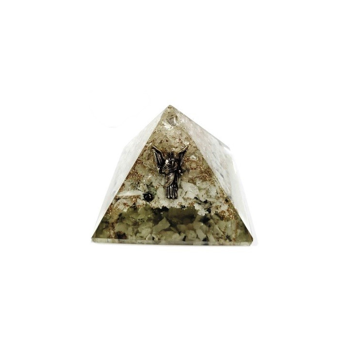 pirâmide orgonite pedra da lua e quartzo – 7 x 7