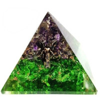 {
  "product_name": "Orgonite Pyramid with Peridot and Amethyst – 7 x 7"
}