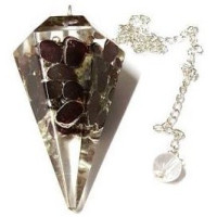 {
  "text": "orgonite pendulum – garnet"
}