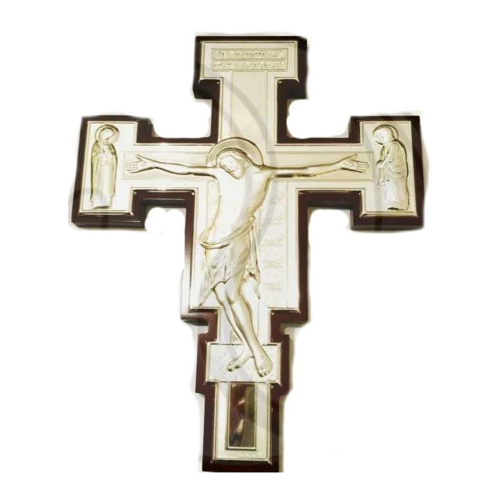 crucifixo em madeira e prata – 26cm