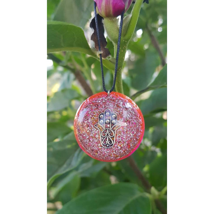 ORGONITE - PENDENTE COM COLAR - Mão de Fatima