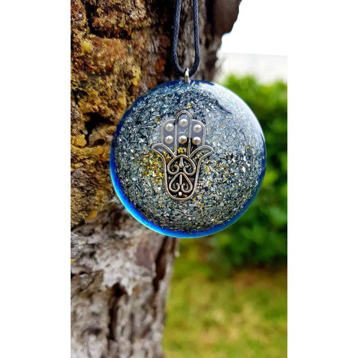 {
  "name": "ORGONITE - NECKLACE PENDANT - HAND OF FATIMA Blue"
}