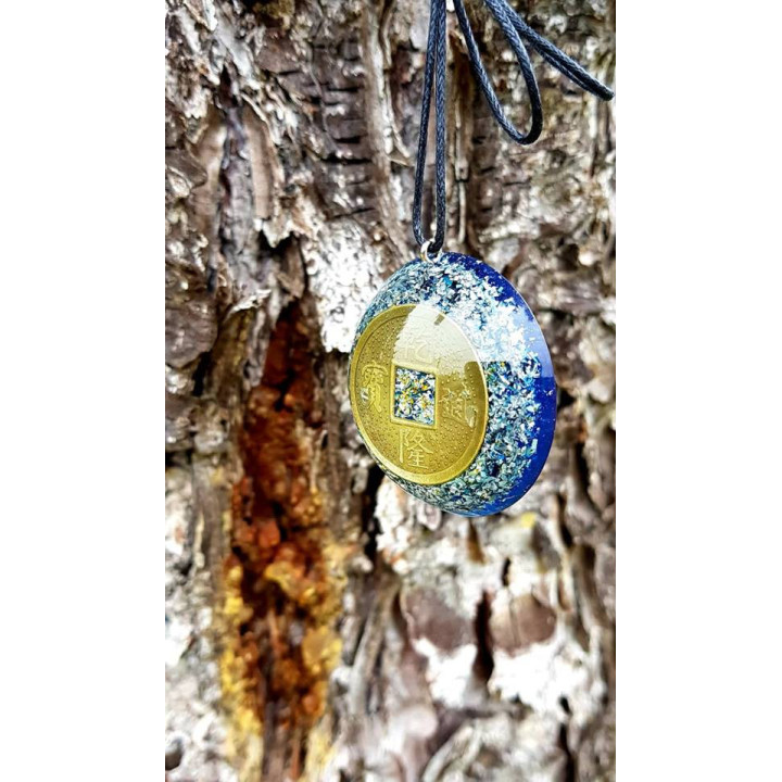{
  "product_name": "ORGONITE - NECKLACE PENDANT - FENG SHUI COIN Blue"
}