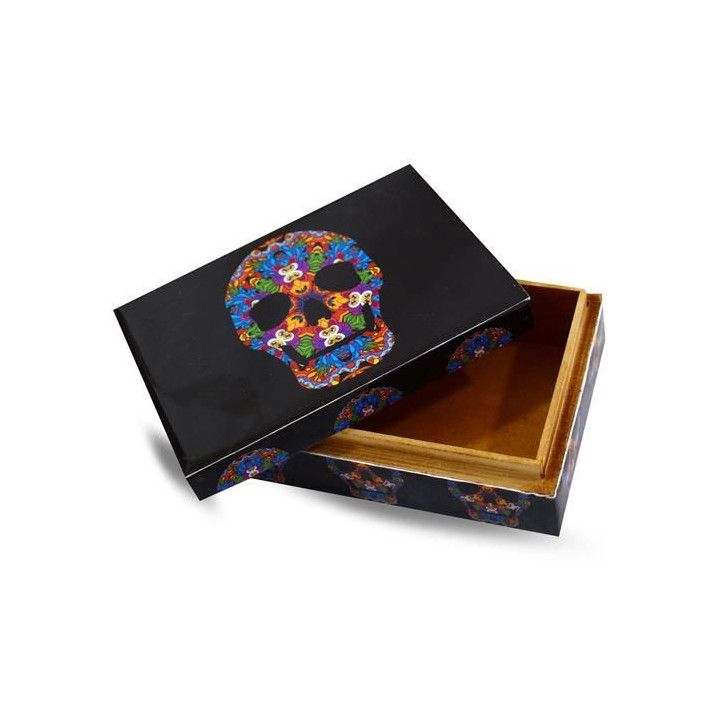 Caixa Madeira Caveira Mexicana - 15cm X10cm
