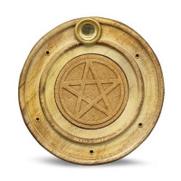 {
  "text": "Wooden incense holder - (pentagram)"
}