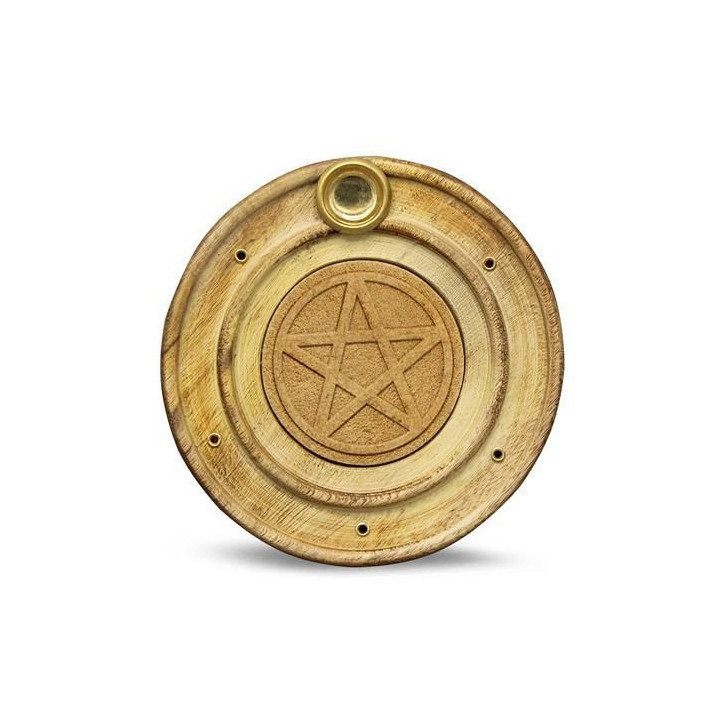 {
  "text": "Wooden incense holder - (pentagram)"
}