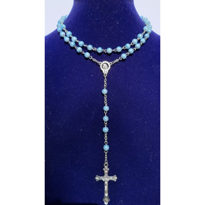 {
  "product_name": "Blue Clear Glass Pearl Rosary"
}