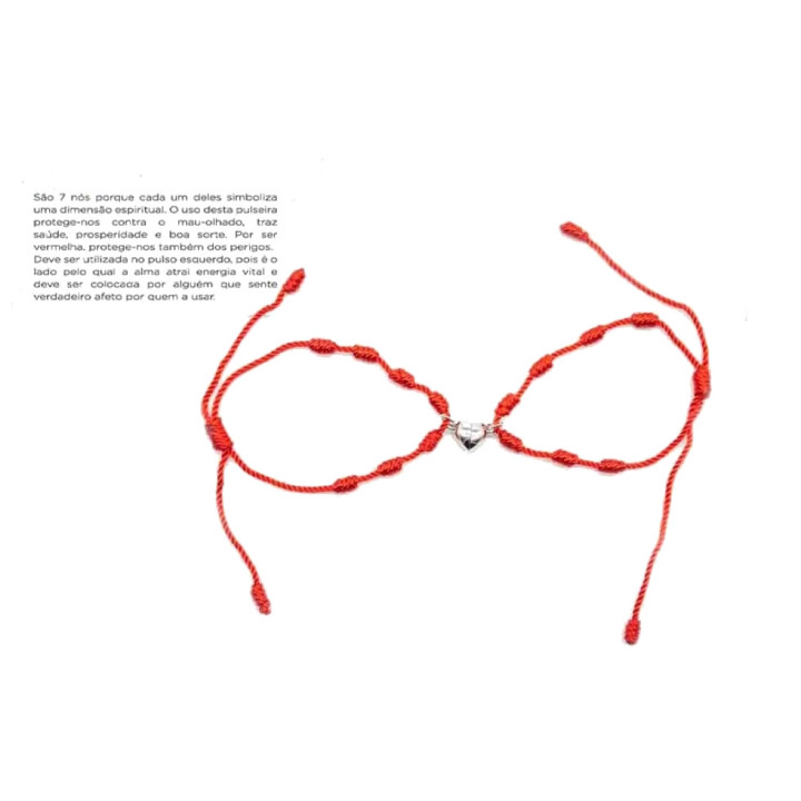 Pulseira 7 Nós - Coração "Íman" 2 Unidades